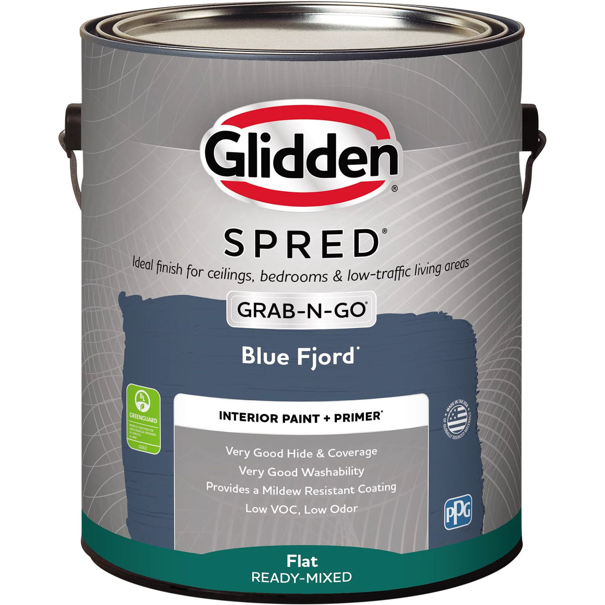 Pintura para pared interior Glidden Spred Grab-N-Go, fiordo azul, (plana, 1 galón) 