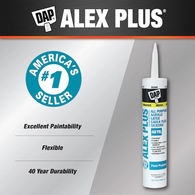 DAP Alex Plus Paintable Latex Caulk (10.1oz, Clear)