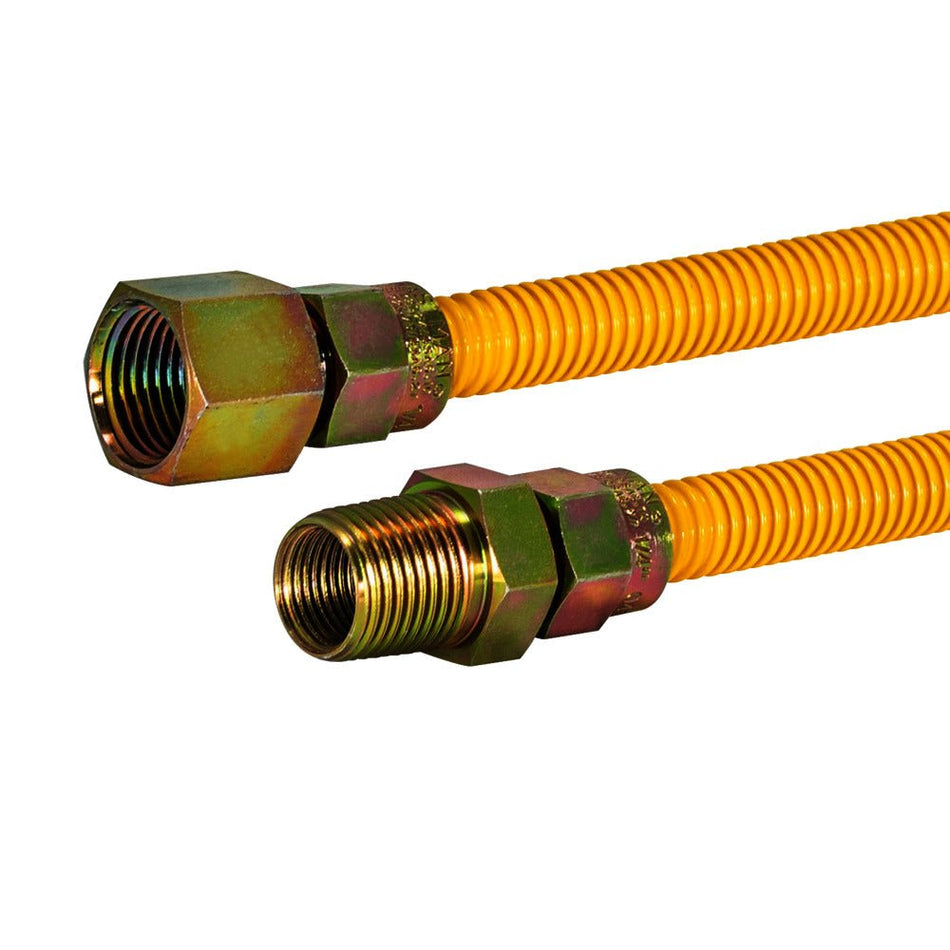 Conector de gas de acero inoxidable con revestimiento de epoxi amarillo Eastman de 1/2 ″ OD (60 "de largo)