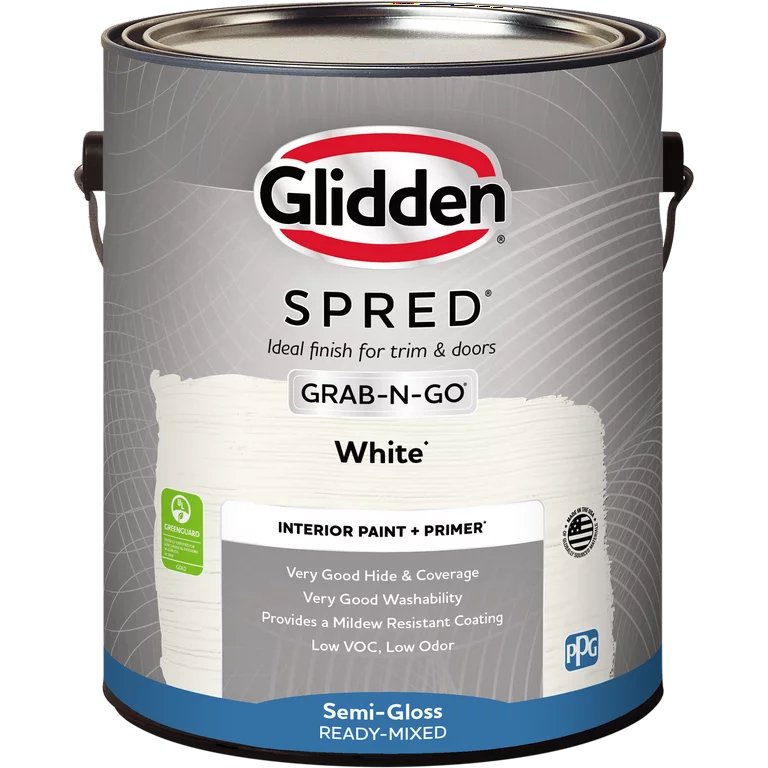 Pintura interior + imprimador Glidden Spred Grab-N-Go, semibrillante (blanco, 1 galón) 