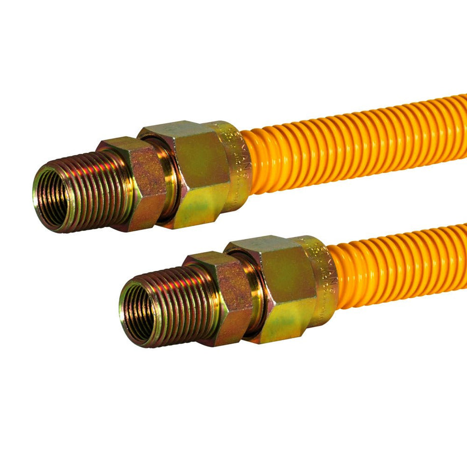 Conector de gas de acero inoxidable con revestimiento de epoxi amarillo de 5/8″ OD de Eastman (longitud de 18")