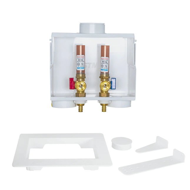 Eastman Dual Drain Washing Machine Outlet Box with Hammer Arrestors – 1/2 in. Crimp PEX