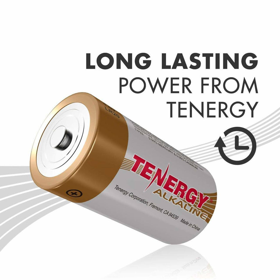 Tenergy High Performance Alkaline D Battery- 2-Pack