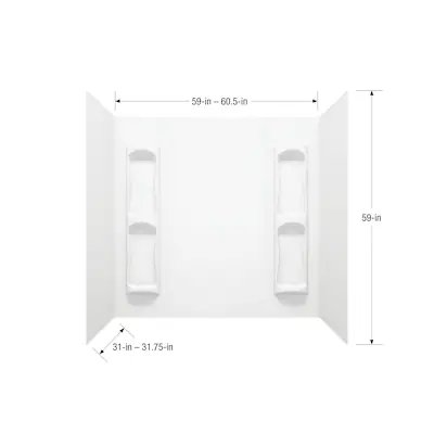 Mansfield Fulton 60.5-in L x 31.75-in W x 59-in H 5-Piece White High-impact Polystyrene Bathtub Back Wall Panel