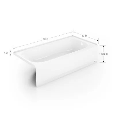 Mansfield Pro-Fit Steel 30-in W x 60-in L White Porcelain Enameled Steel Right Drain Alcove Soaking Bathtub