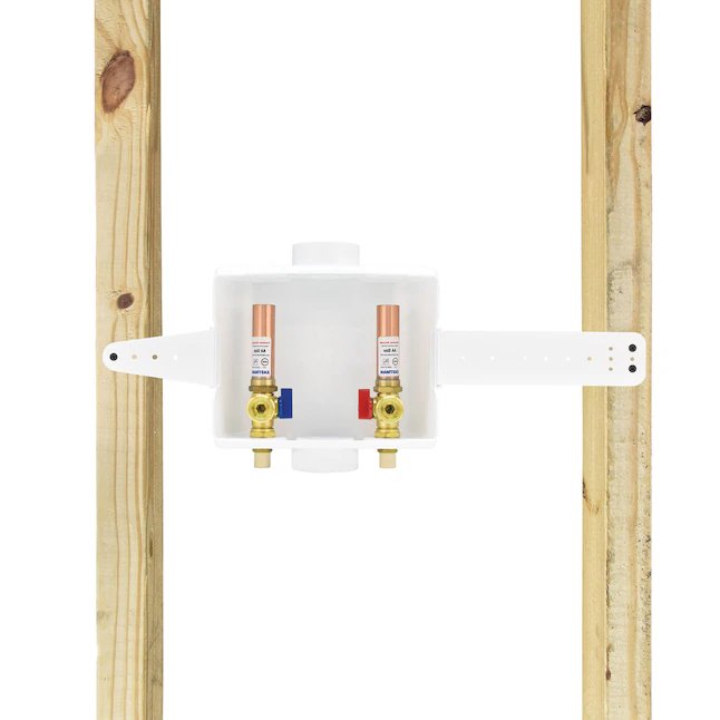 Eastman-Waschmaschinen-Ablaufkasten mit zentralem Abfluss und Hammerstoppern – 1/2 Zoll CPVC