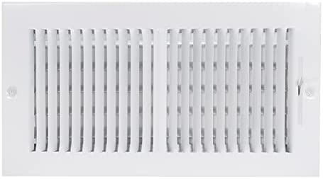 EZ-FLO 12 x 6 Inch Two-Way Ventilation Steel Sidewall/Ceiling Register, Steel Duct Opening