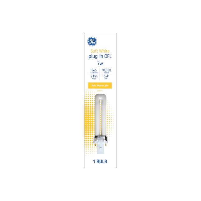 GE - Bombilla CFL de 7 vatios EQ F7BX de luz blanca suave regulable