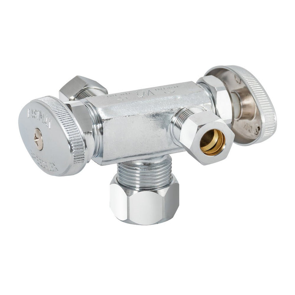 Eastman 3-Way Shut-Off Valve 5/8 in. Comp x 3/8 in. Comp x 3/8 in. Comp – 2-Handle