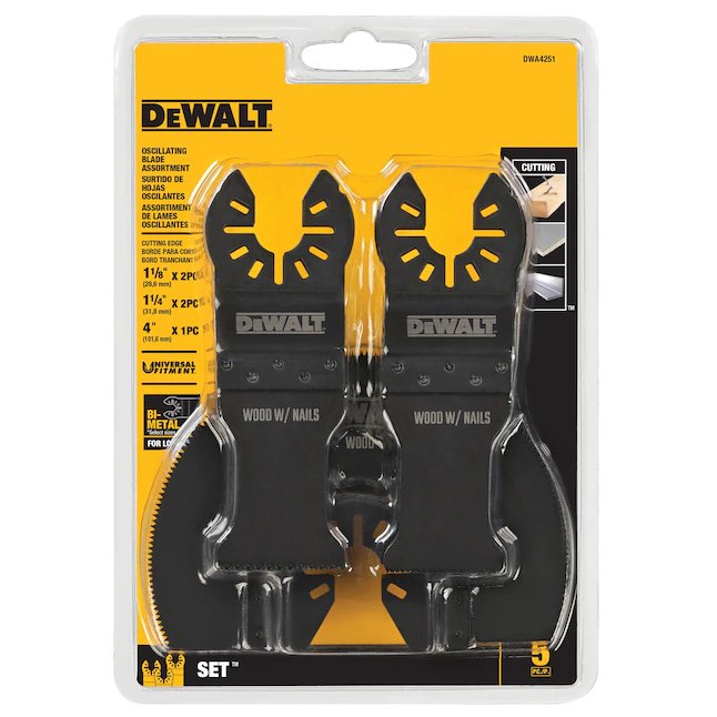 Juego de corte oscilante de uso general DeWalt de 5 piezas