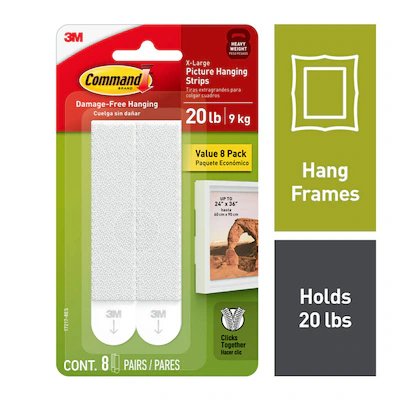 Command 20 Lb White Picture Hanging Strips 8 Pairs