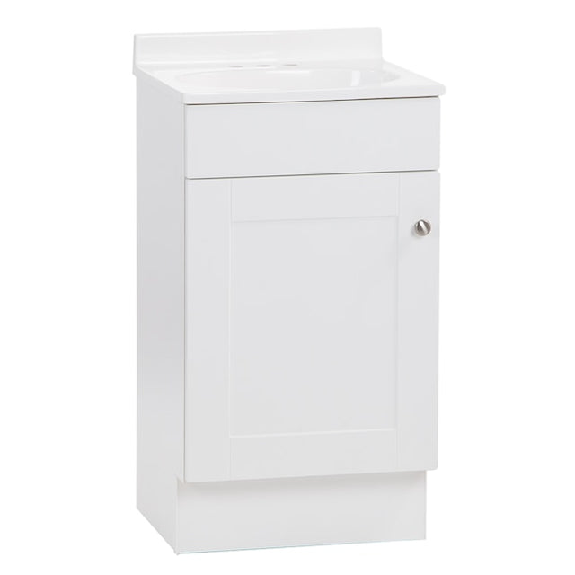 Project Source 18-in White Single Sink Bathroom Vanity with White Cultured Marble Top