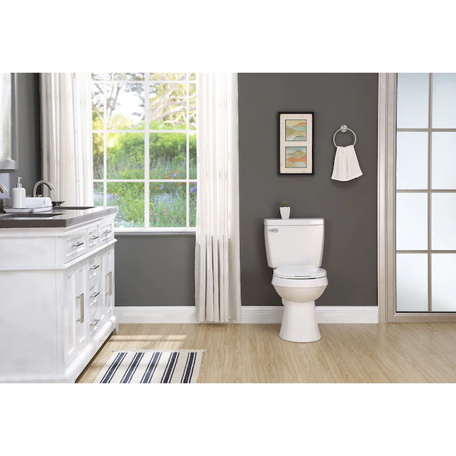 Project Source  Pro-Flush White Round Chair Height 2-piece WaterSense Toilet 12-in Rough-In Size (Ada Compliant)