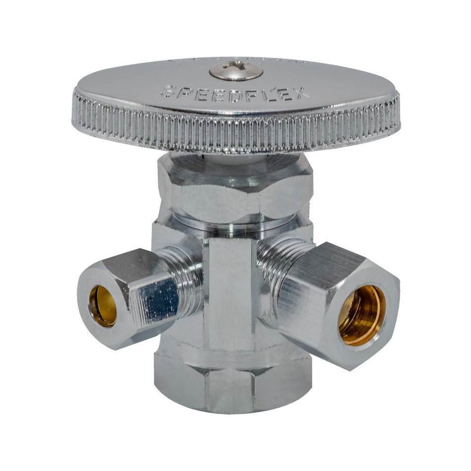 Eastman 3-Way Shut-Off Valve – 1/2 in. FIP x 3/8 in. Comp x 1/4 in. Comp