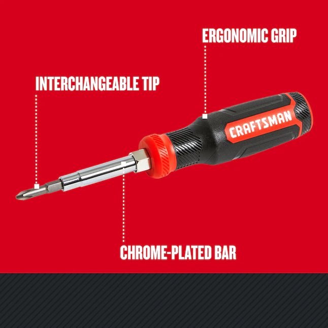 CRAFTSMAN 6-teiliger Multi-Bit-Schraubendreher mit Griff aus Bimaterial