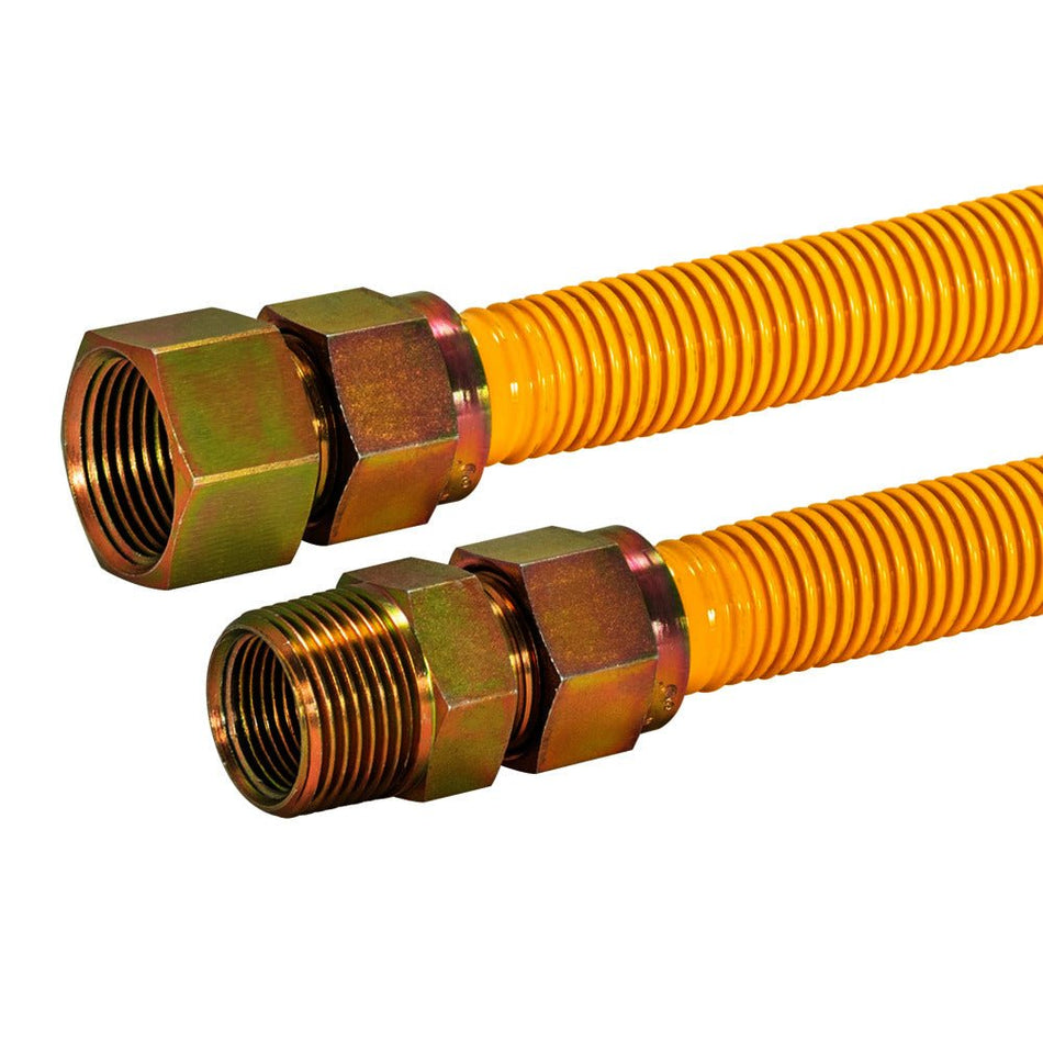 Conector de gas de acero inoxidable con revestimiento de epoxi amarillo Eastman de 1 ″ OD (36 "de largo)