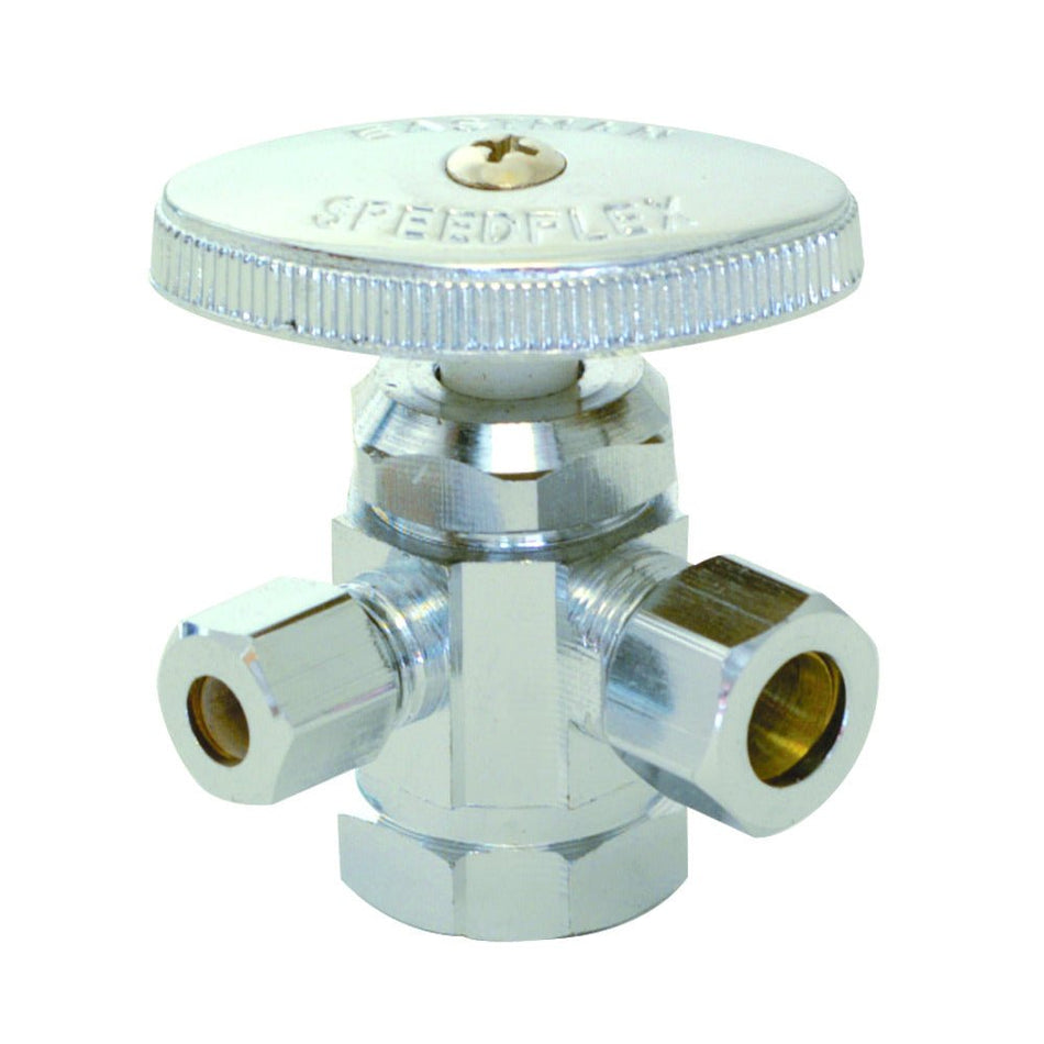 Eastman 3-Way Shut-Off Valve – 1/2 in. FIP x 3/8 in. Comp x 3/8 in. Comp