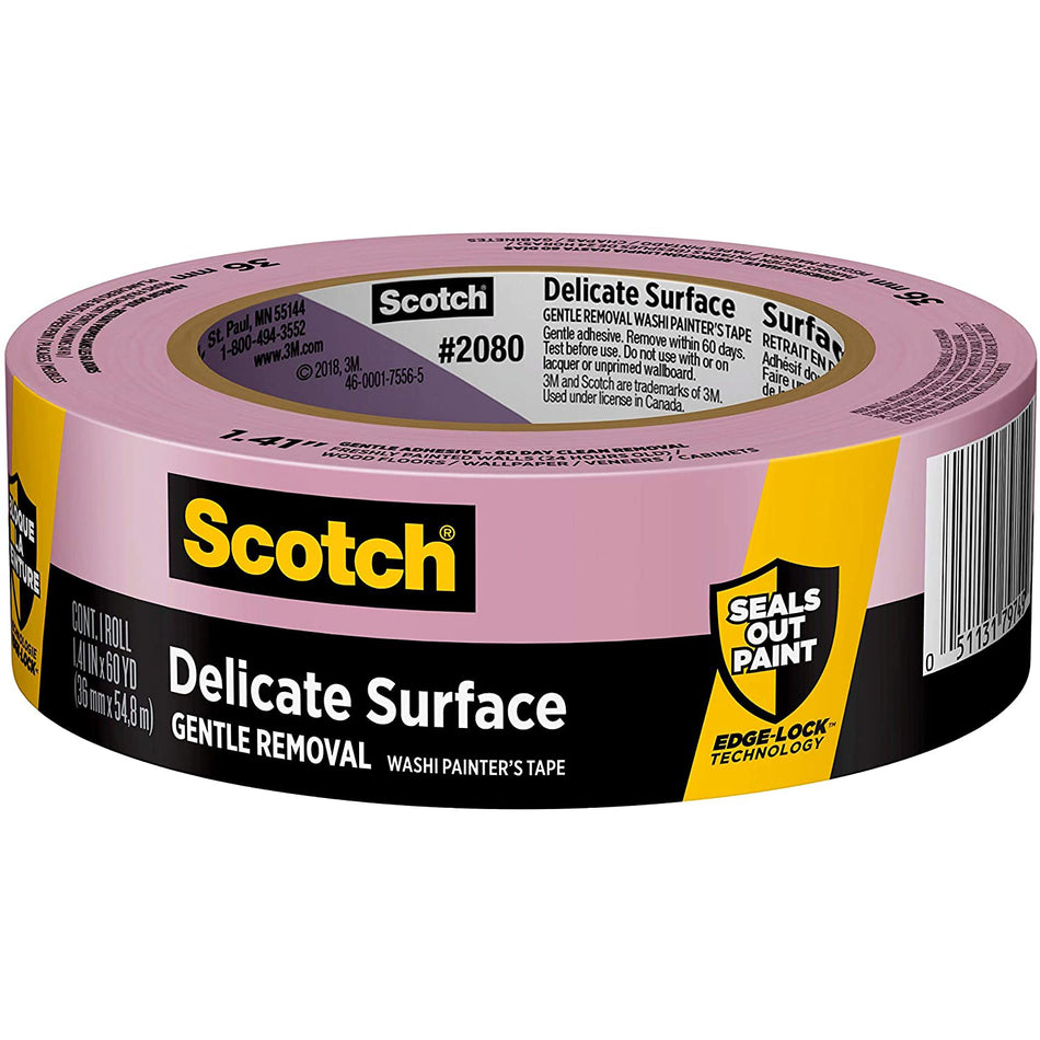 3M Scotch 1.41 pulg. x 60 yardas. Cinta de pintor para superficies delicadas con Edge-Lock