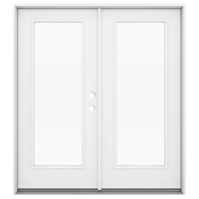 JELD-WEN Puerta de patio francesa abatible hacia la izquierda de acero imprimado templado de 72" x 80"