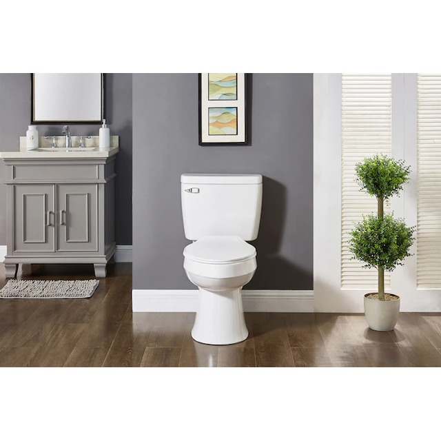 Project Source  Pro-Flush White Elongated Chair Height 2-piece WaterSense Toilet 12-in Rough-In Size (Ada Compliant)