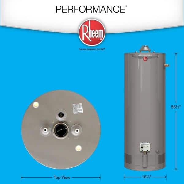 Rheem Rendimiento 29 Gal. Calentador de agua con tanque de gas natural, residencial, atmosférico, alto, 6 años, 32 000 BTU