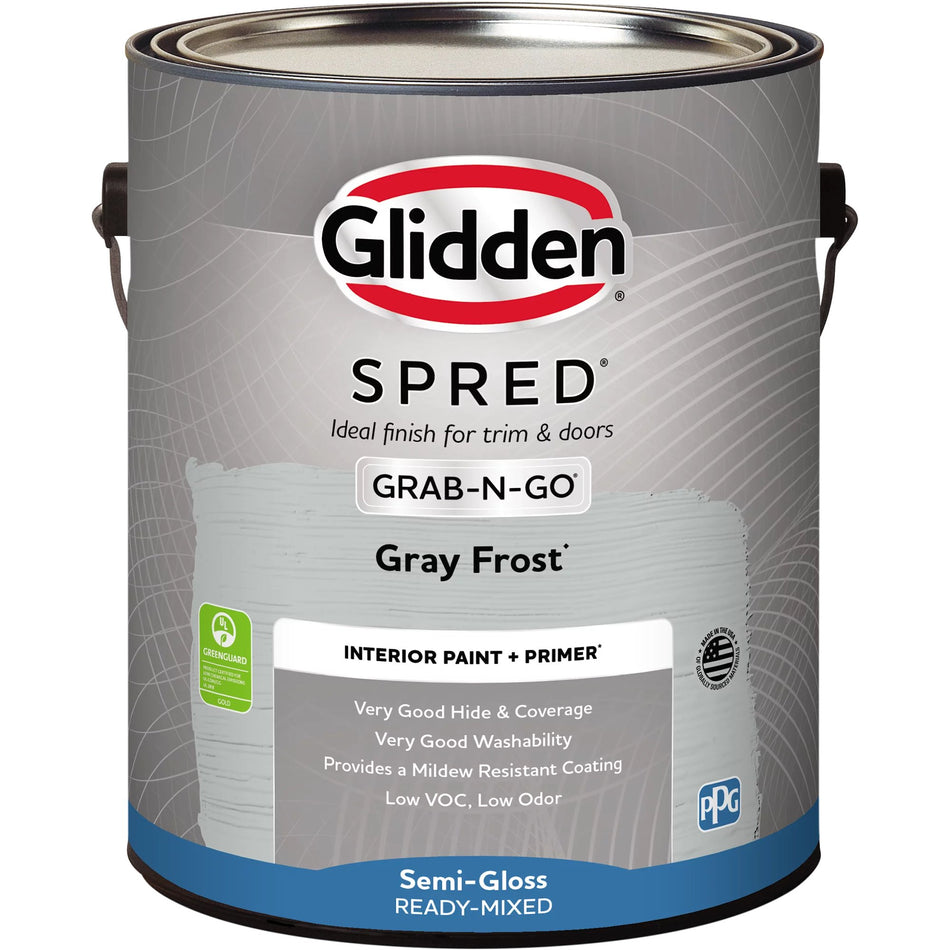 Glidden Spred Grab-N-Go Interior Paint And Primer, Semi-Gloss (Gray Frost, 1-Gallon)