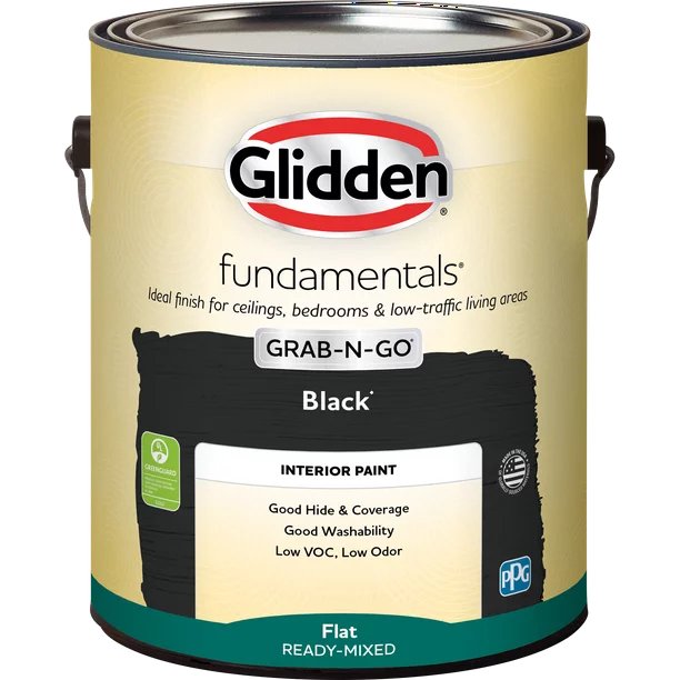 Glidden Fundamentals Grab-N-Go Interior Latex, Flat (Black, 1-Gallon)