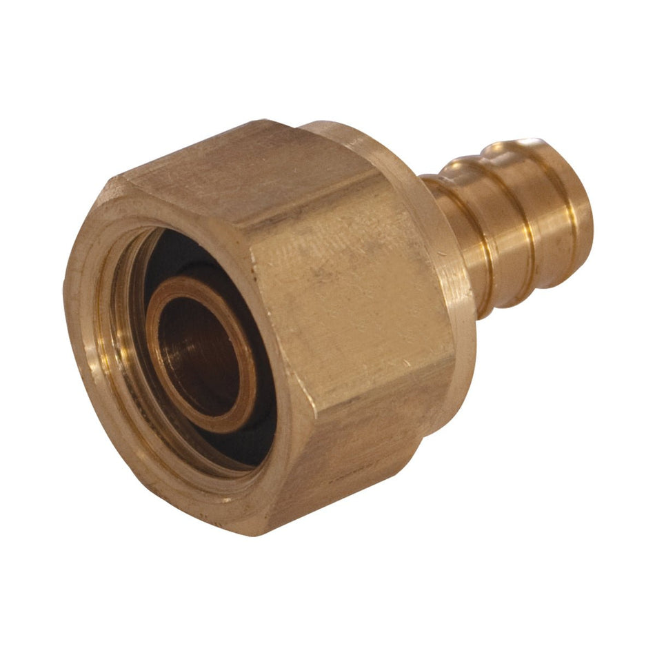 Adaptador hembra PEX de latón para engarzar Eastman: PEX de 3/4 pulg. x giratorio de 3/4 pulg.