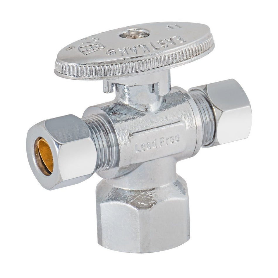 Eastman Dual Outlet Shut-Off Valve – 1/2 in. FIP x 3/8 in. OD Comp x 3/8 in. OD Comp