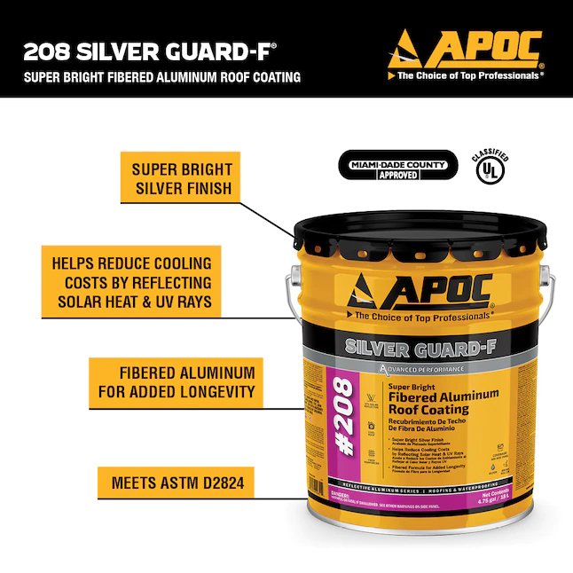 APOC Silver Guard-F 4.75-Gallon Aluminum Reflective Roof Coating (Warranty)