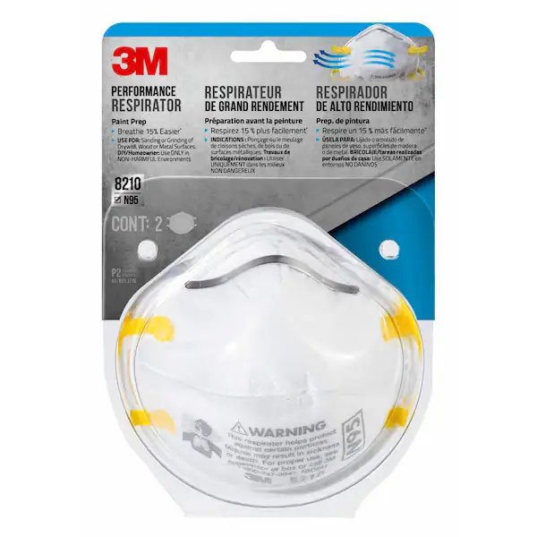 Respirador desechable 3M 8210 Plus N95 Performance Paint Prep - Paquete de 10