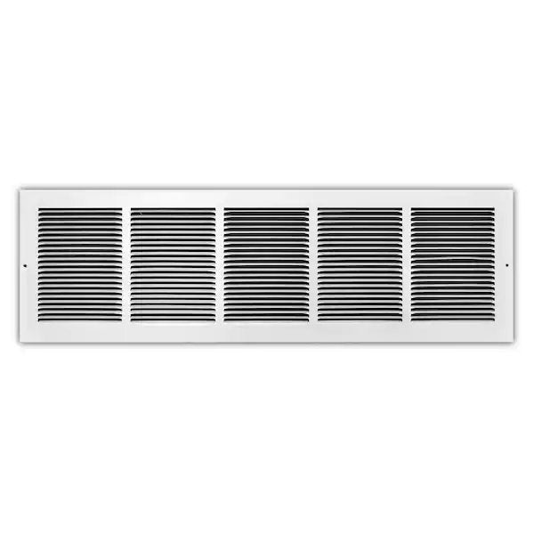 24 in. x 6 in. 1-Way Steel Baseboard Return Air Grille in White