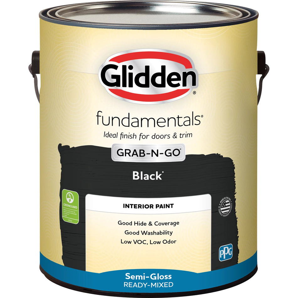 Glidden Fundamentals Grab-N-Go Interior Latex, Semi-Gloss (Black, 1-Gallon)