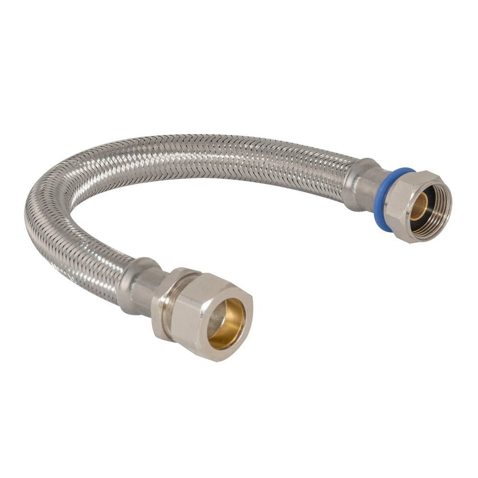 Eastman 18 in. Braided Water Heater Connector – 3/4 in. FIP x 3/4 in. Comp