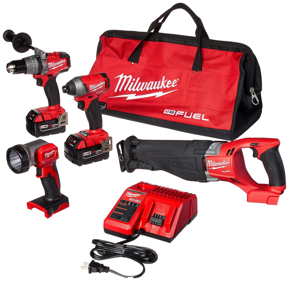 Kit combinado de 4 herramientas inalámbricas Milwaukee con bolsa para contratista 