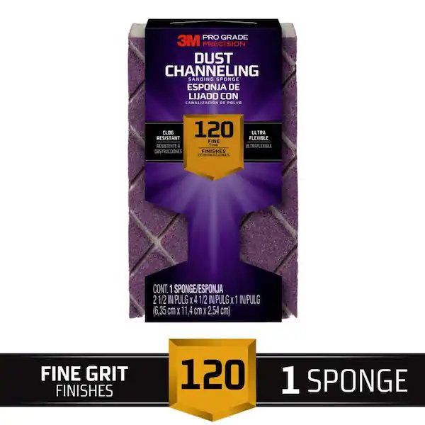 3M  Pro Grade Precision 4-1/2 in. x 2-1/2 in. x 1 in. 120-Grit Fine Sanding Sponge