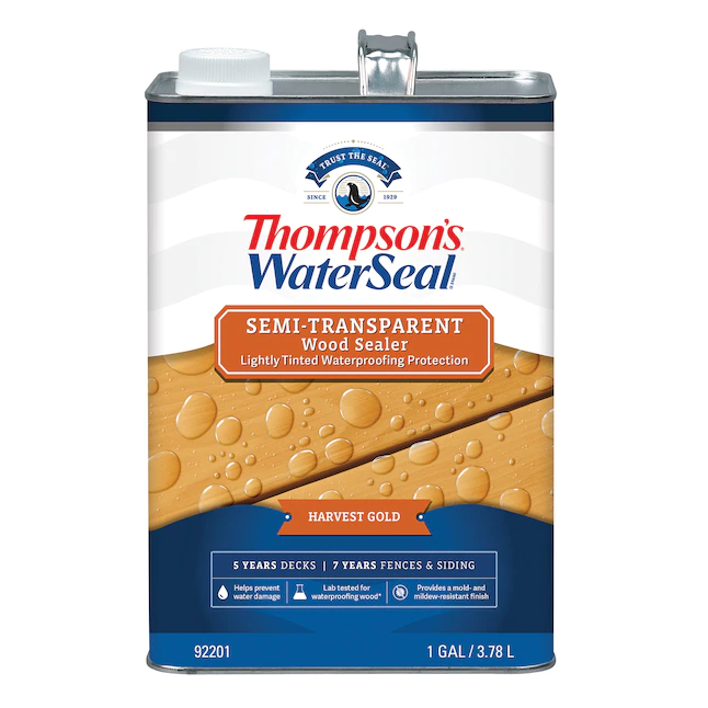 Thompson's WaterSeal Signature Series Vorgetönter halbtransparenter Holzbeize und Versiegeler für den Außenbereich in Harvest Gold (1 Gallone)