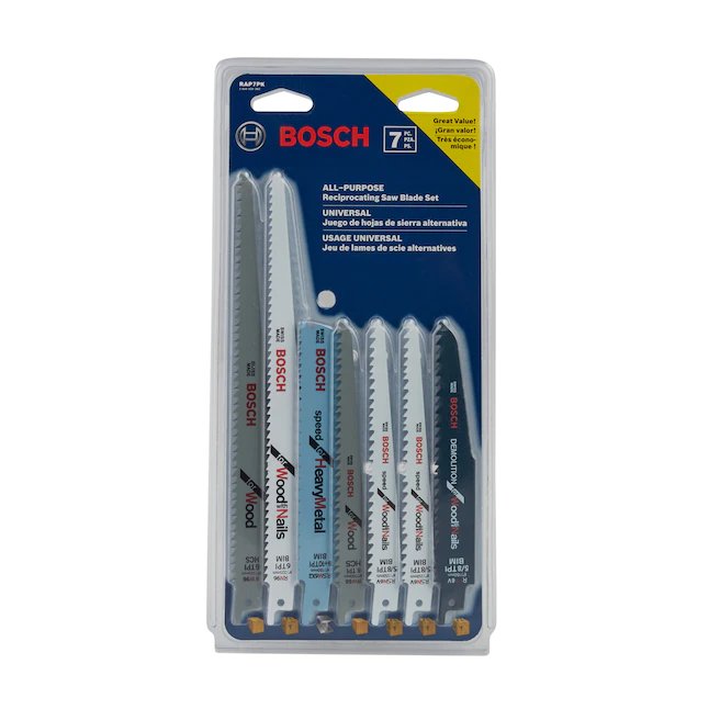 Bosch 7-Pack Bi-Metal Wood/Metal Cutting Reciprocating Saw Blade Set