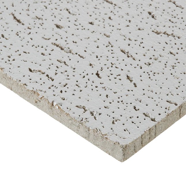 Armstrong Ceilings Textured Contractor 24-in x 24-in 16-Pack White Fissured 15/16-in Drop Ceiling Tile