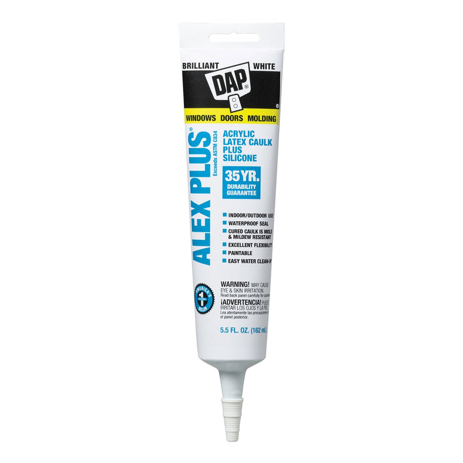 DAP Alex Plus Acrylic Latex Caulk Plus Silicona - Blanco 5.5 oz.