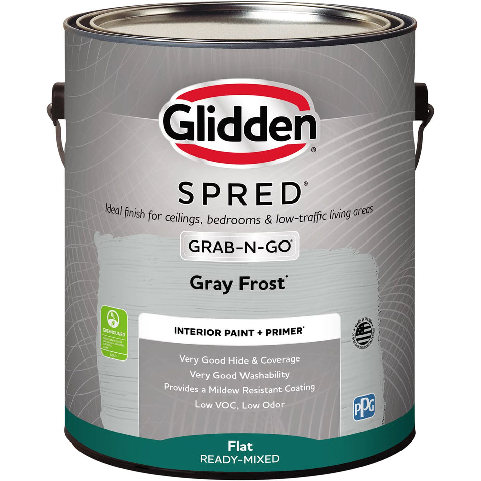 Glidden Spred Grab-N-Go Interior Paint And Primer, Flat (Gray Frost, 1-Gallon)