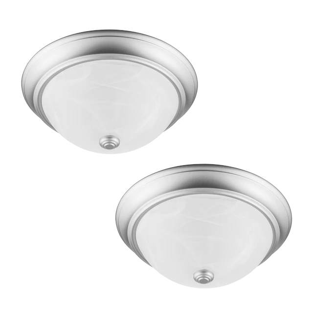 Project Source 2-Pack 2-Light 13-in Satin Nickel Flush Mount Dome Light