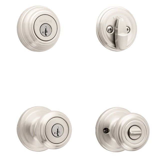 Kwikset Signatures Cameron Satin Nickel Smartkey Einzylinder-Riegel-Türknauf mit Schlüssel, Kombipaket