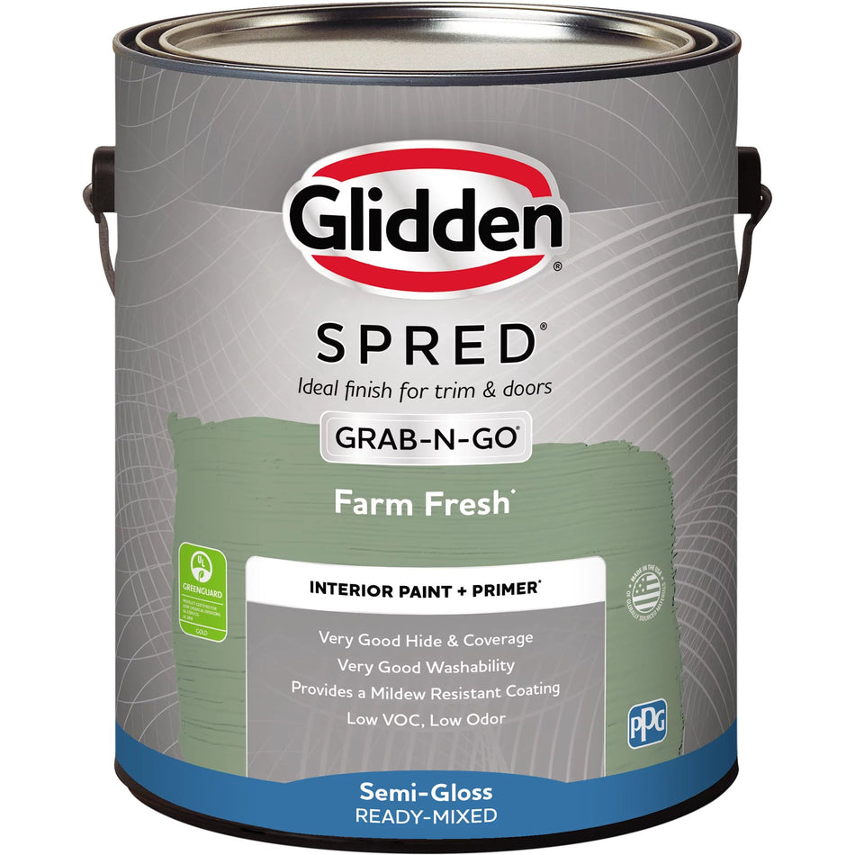 Glidden Spred Grab-N-Go Interior Paint And Primer, Semi-Gloss (Farm Fresh, 1-Gallon)