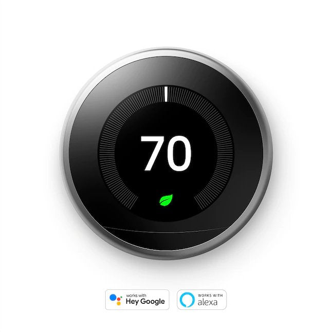 Google  Nest Learning Smart Thermostat with WiFi Compatibility (3rd Generation) - Stainless Steel