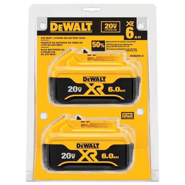 DeWalt 20-Volt-Doppelpack, 6 Amperestunden; 6-Ampere-Stunden-Lithium-Akku-Kit für Elektrowerkzeuge