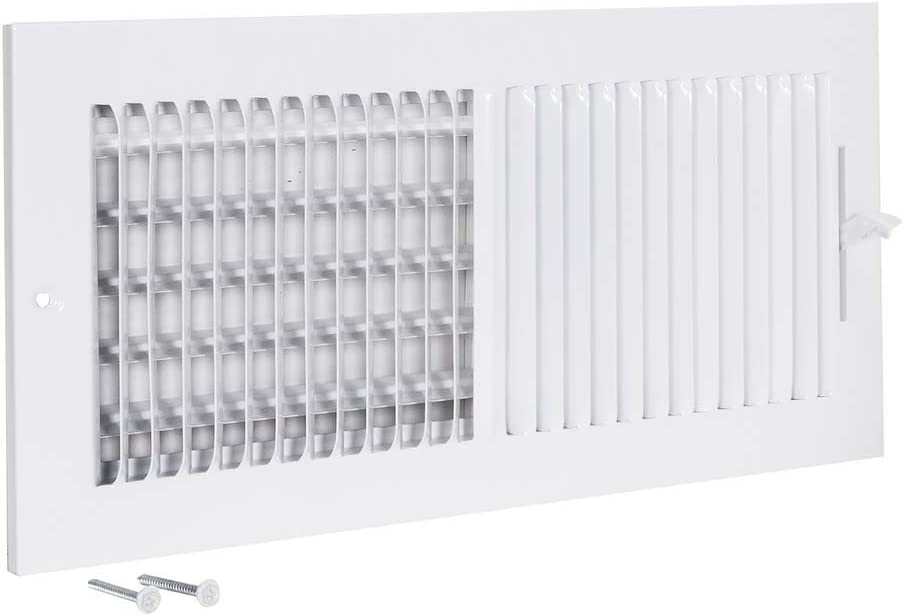 EZ-FLO Registro de techo/pared lateral de acero con ventilación bidireccional de 14" x 6 pulgadas, apertura de conducto de acero