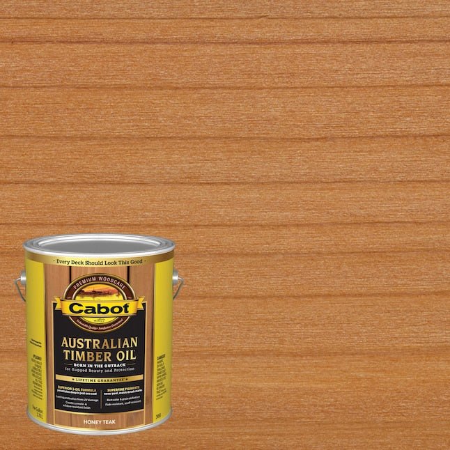 Cabot Australian Timber Oil Australisches Holzöl, vorgetönter Honig-Teak-transparenter Holzbeize und Versiegelung für den Außenbereich (1 Gallone)