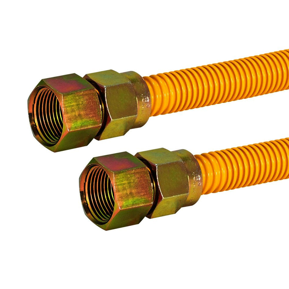 Eastman Conector de gas de acero inoxidable recubierto de epoxi amarillo de 5/8″ OD (48" de longitud)