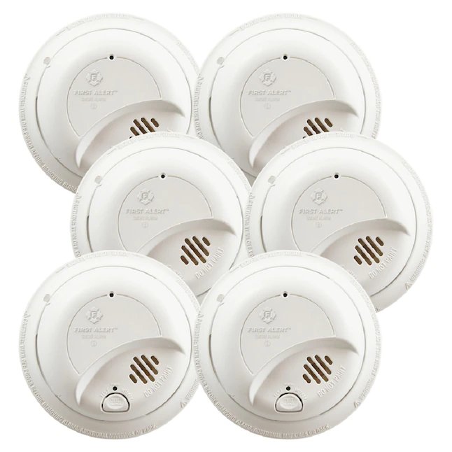 BRK First Alert Hardwired 120V with Battery Back-Up Smoke Detector - 6-Pack